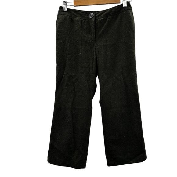Ann Taylor Wool Blend Gray Green Mid Rise Wide Leg Cropped Dress Pants Size 2‎ - Picture 1 of 10